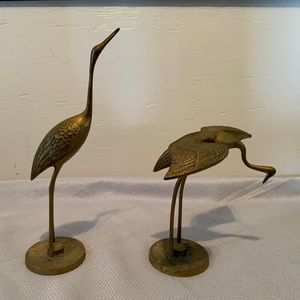 Leonard Solid Brass Collection Cranes Birds Silver MFG Co. Vintage Pre-owned